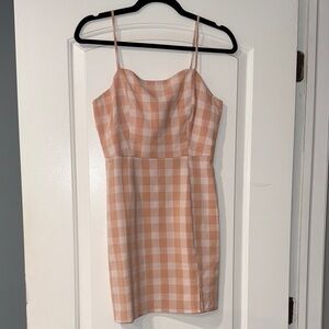 BP Peach and White Checkered Mini Dress